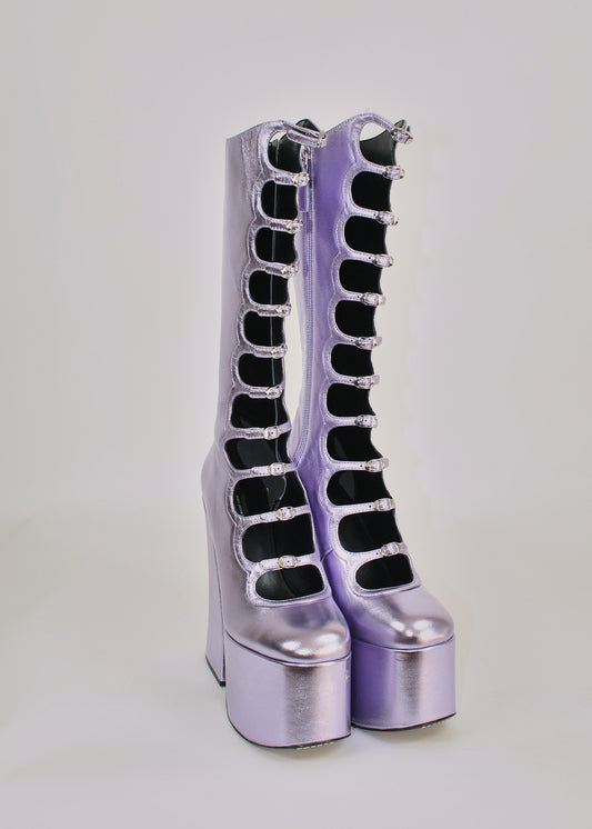 Marc Jacobs Metallic Purple Platform Kiki Boots