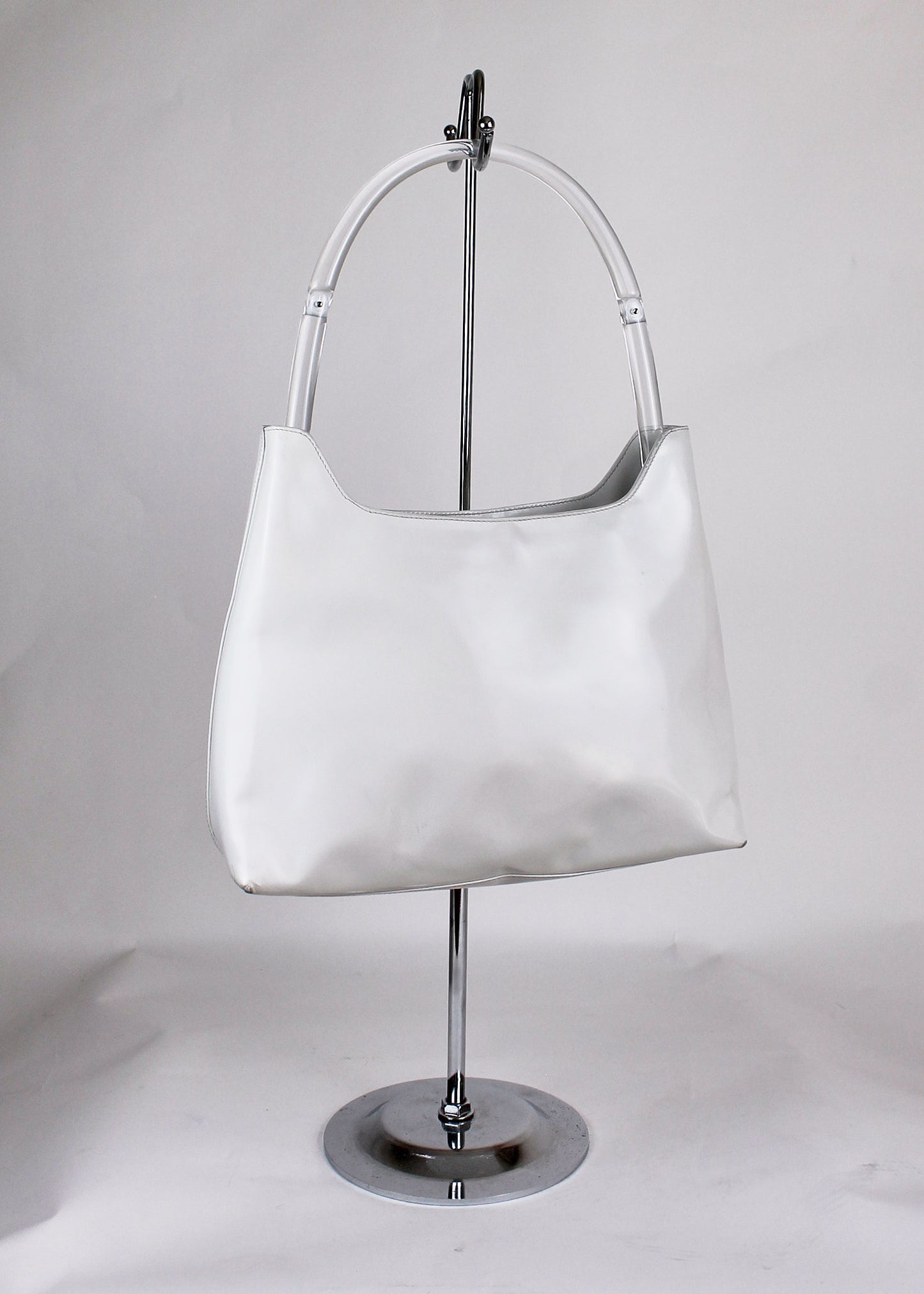 Prada White Clear Handle Shoulder Bag