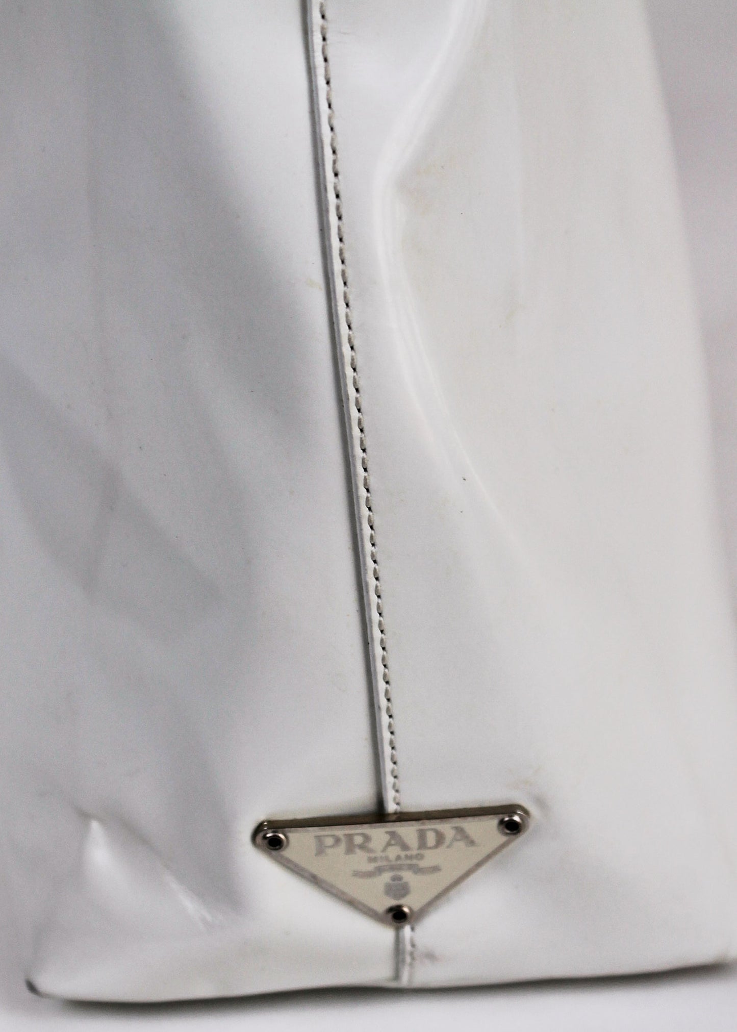 Prada White Clear Handle Shoulder Bag