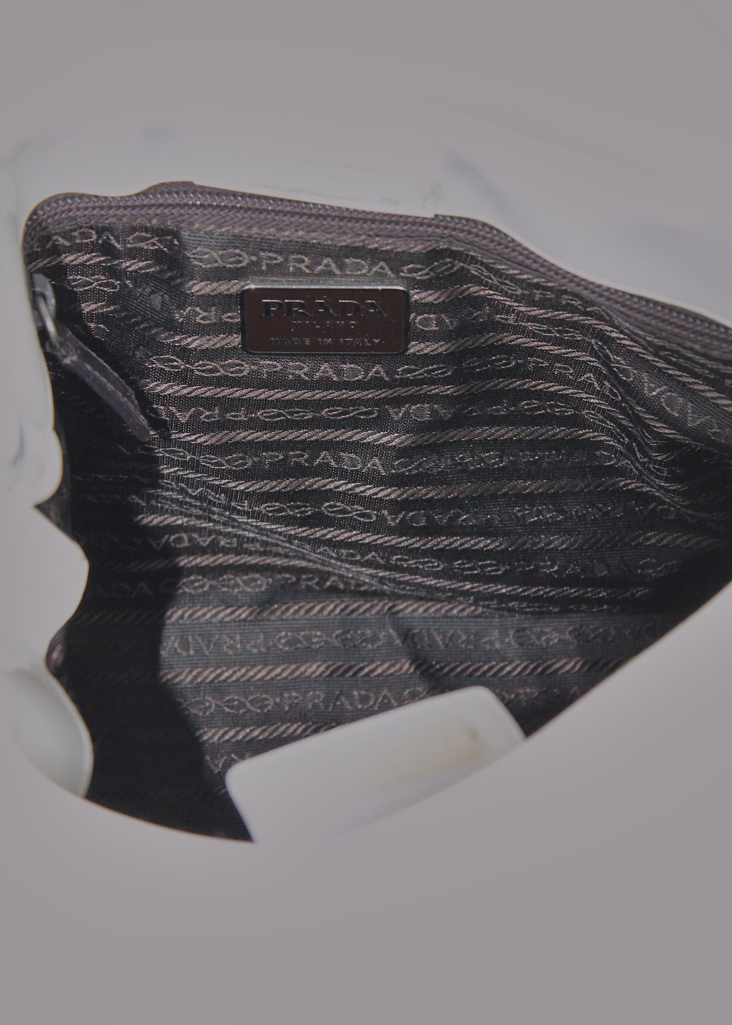 Prada White Clear Handle Shoulder Bag