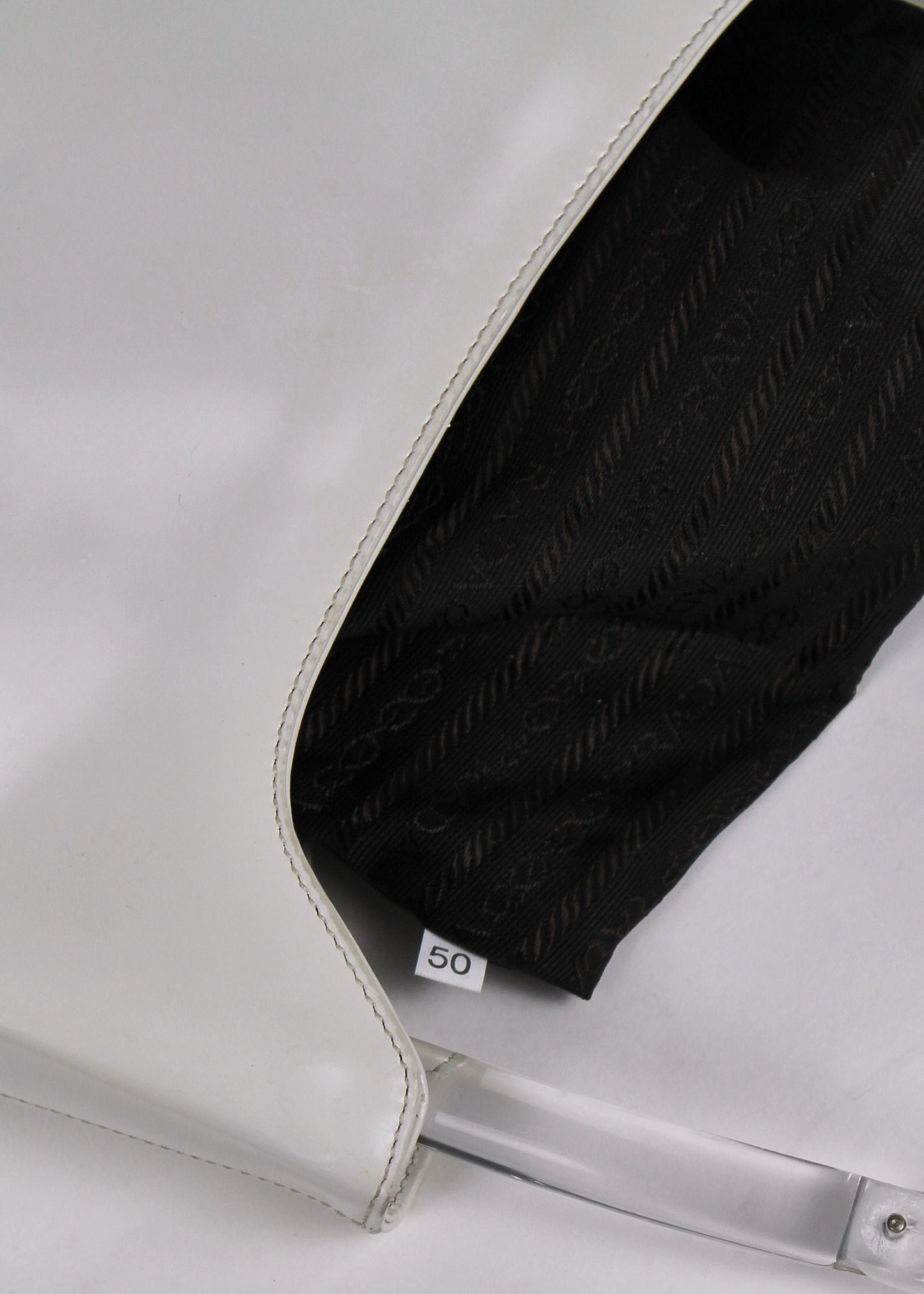 Prada White Clear Handle Shoulder Bag