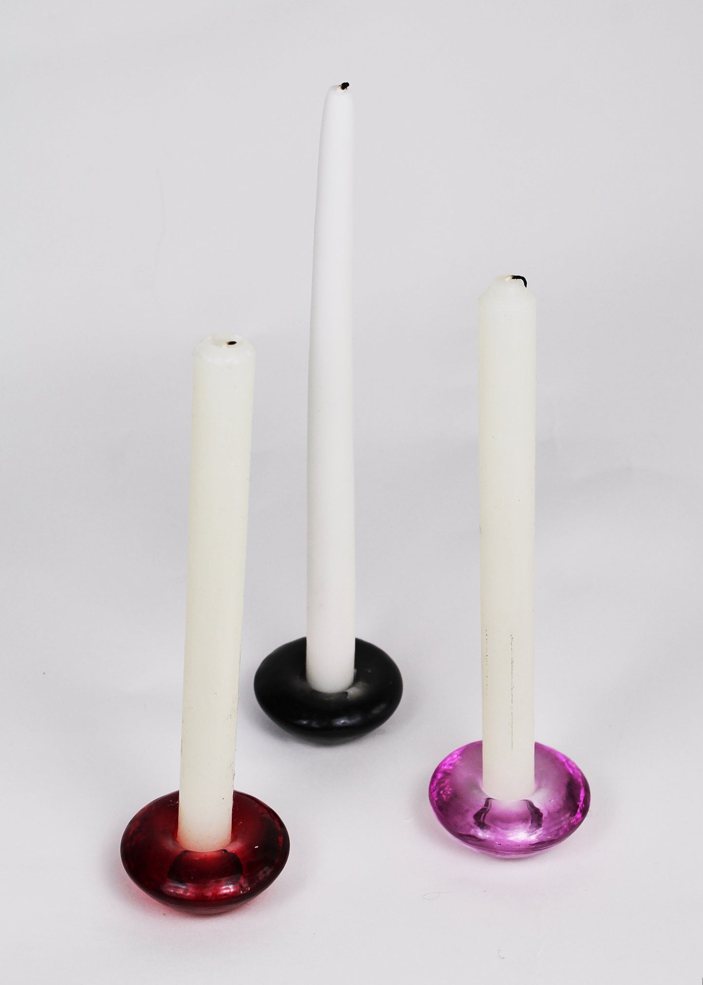 Pebble Coloured Glass Candleholders Set