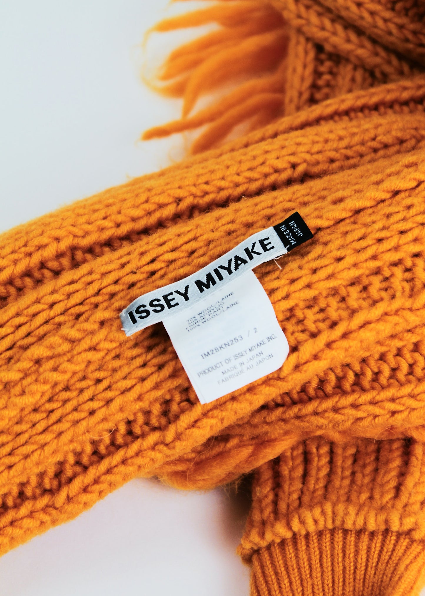 Issey Miyake Fringed Rib Knit Cropped Jumper with Attached Gloves