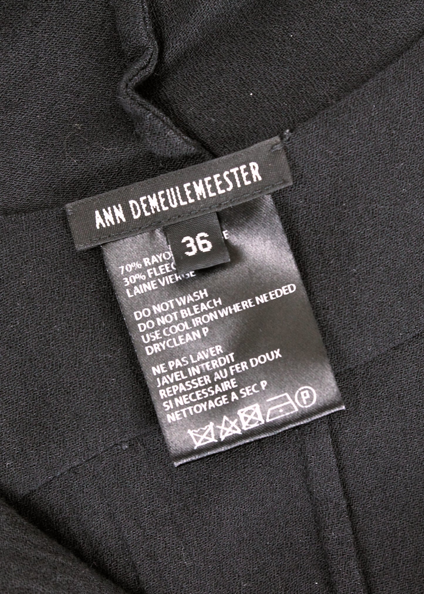 Ann Demeulemeester Black Wool Hooded Dress