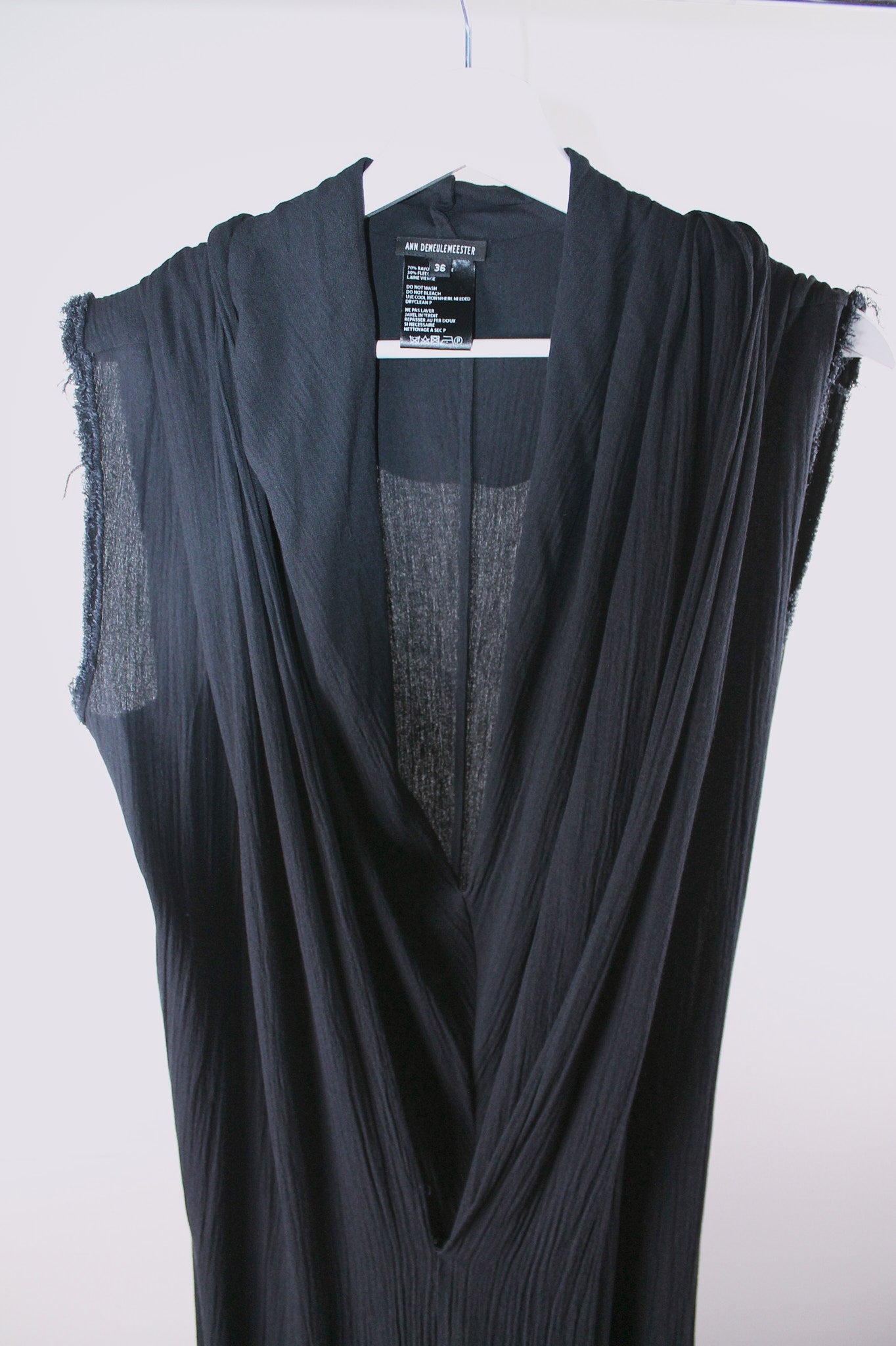 Ann Demeulemeester Black Wool Hooded Dress