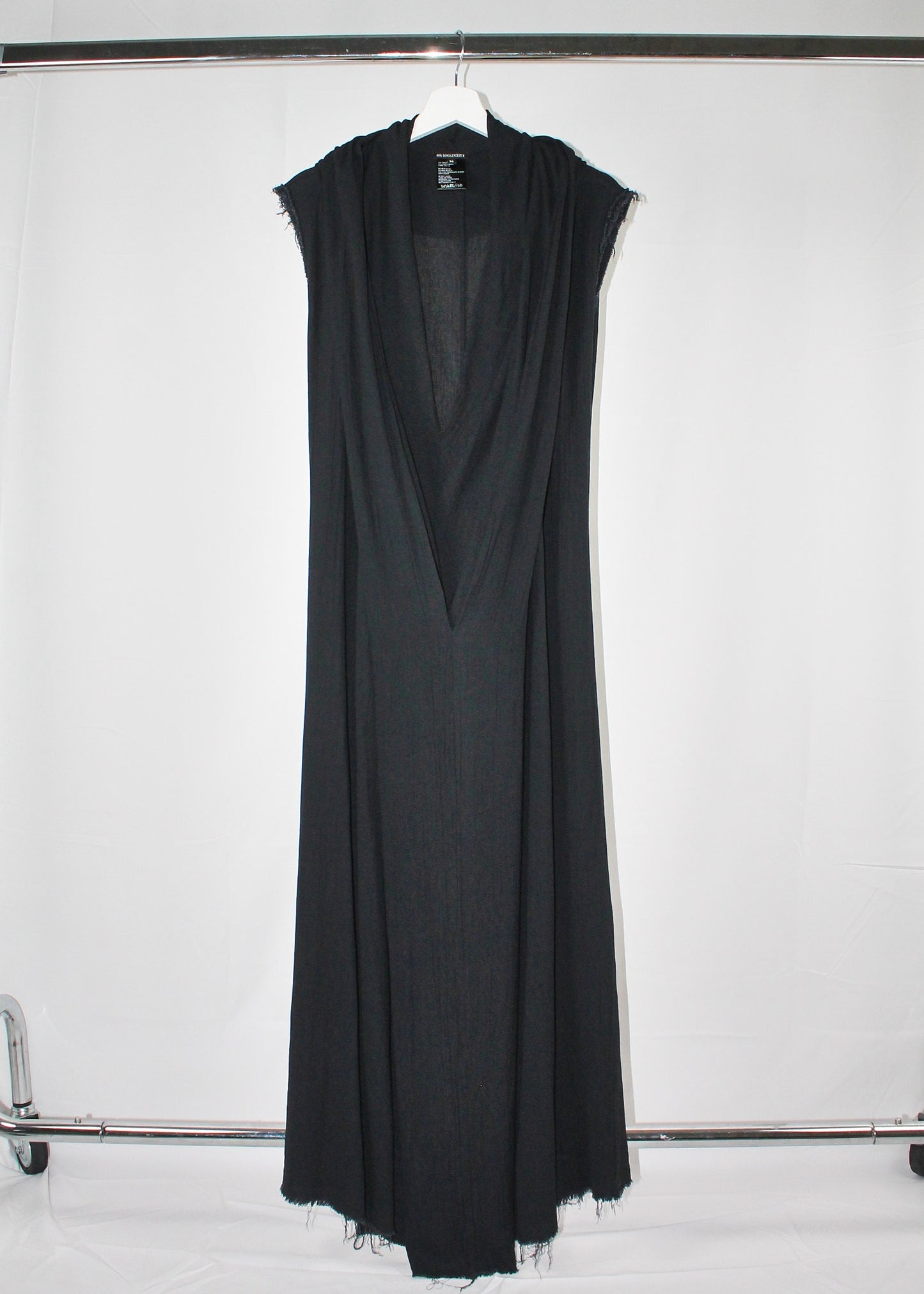 Ann Demeulemeester Black Wool Hooded Dress