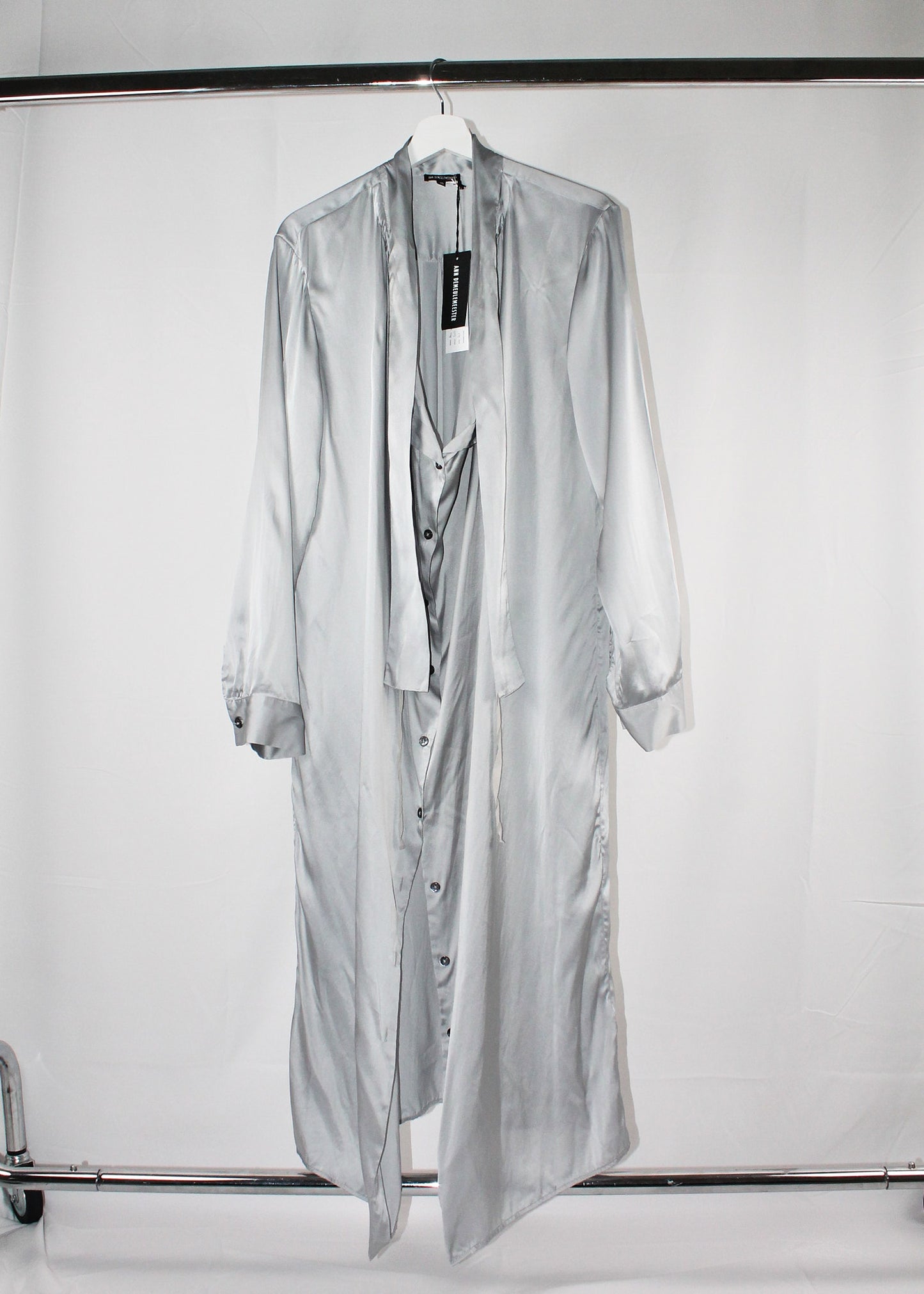 Ann Demeulemeester Tied Neckline Silk Dress