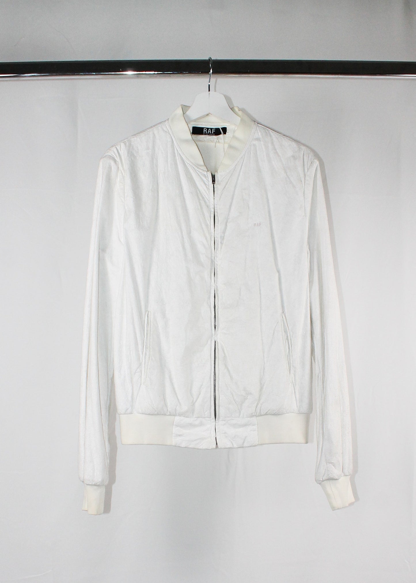 RAF BY Raf Simons Paper Effect White Bomber Jacket